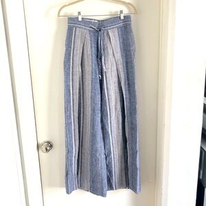 Express Linen cotton Striped Blue and White Slit Pants size Xs